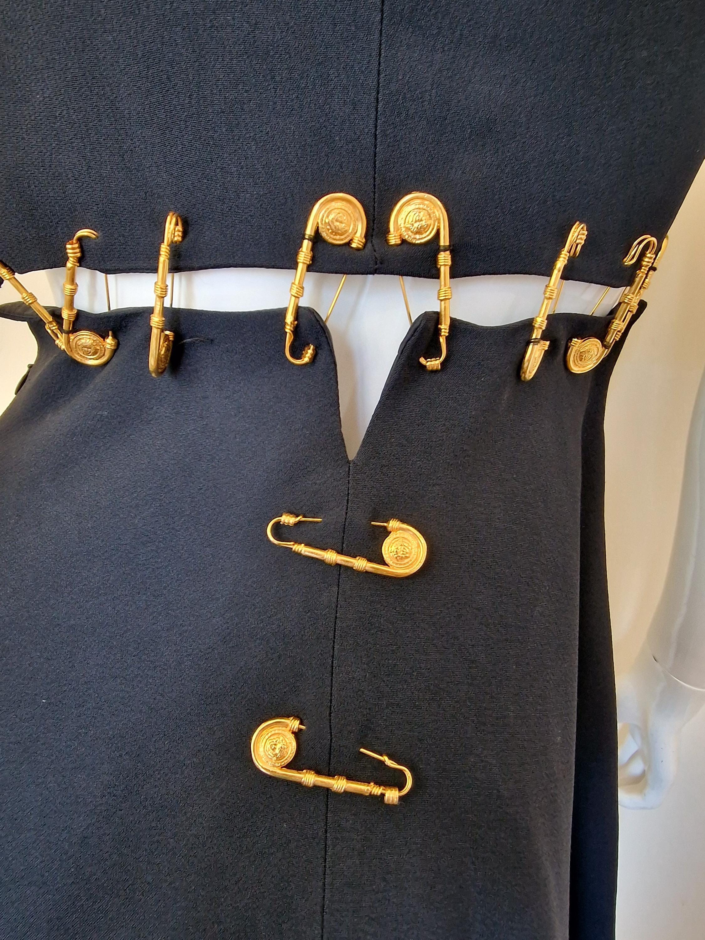 versace gold safety pin dress Versus Versace Vintage 1990's Safety Pin Dress