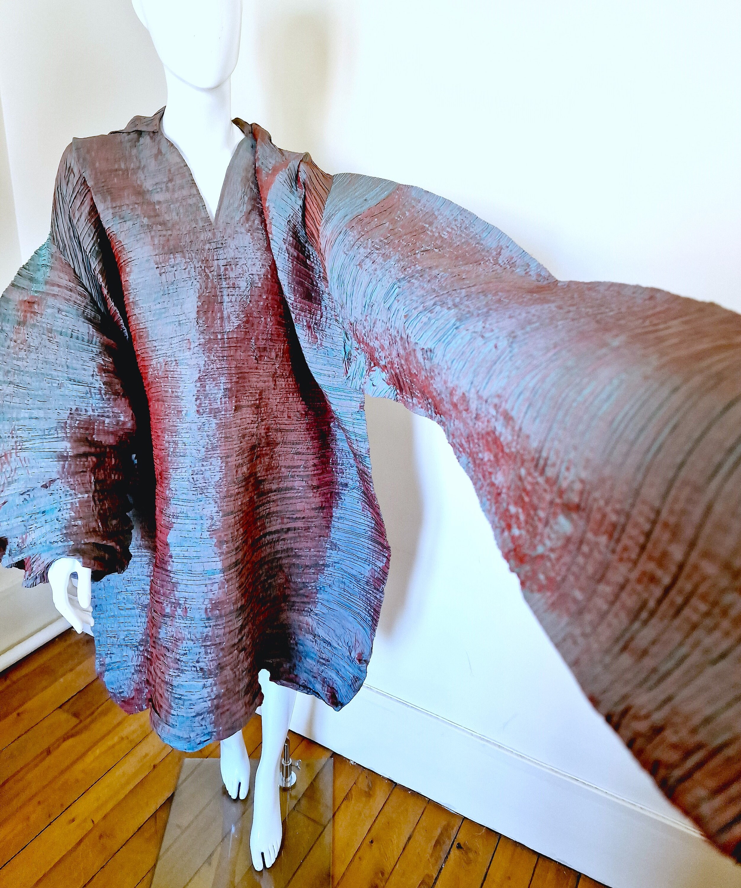 当社の シワ 特殊加工 miyake issey 1970's 伸縮 立体 ブロック