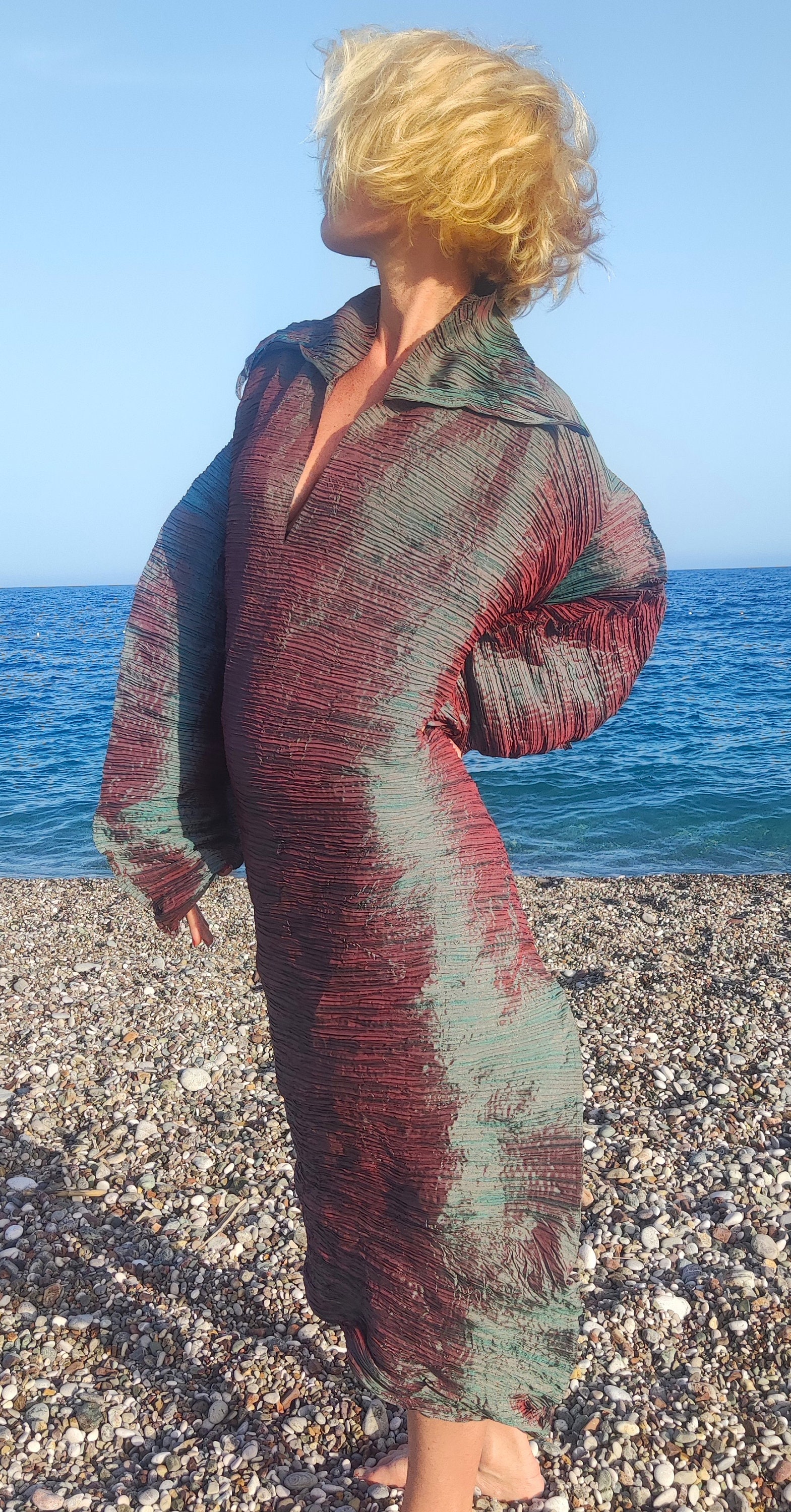 Rare Issey Miyake Metal Metallic Sculpture Oversize Pleated