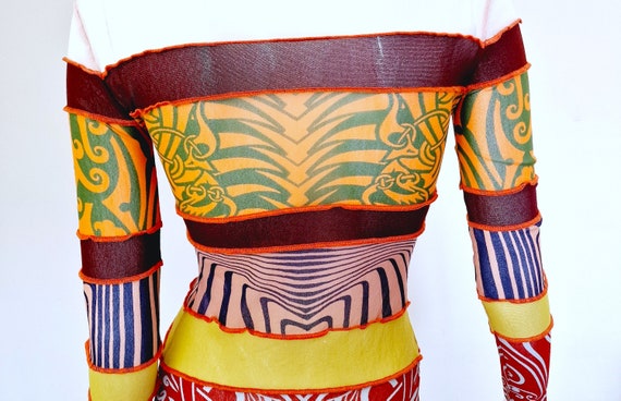 Jean Paul Gaultier 1996 S/S Runway Cyberbaba Striped Tattoo Jean Paul Gaultier 1996 S/S Runway Cyberbaba Striped Tattoo