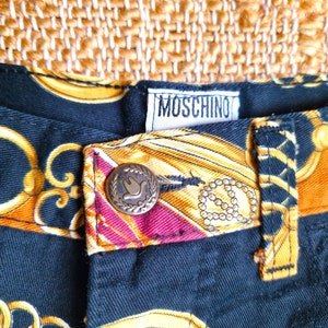 Pantalon Vintage Cuir Moschino Années 70 - Taille 28, Noir, Style Cheville, Fermeture éclair - Occasion Très Bon état