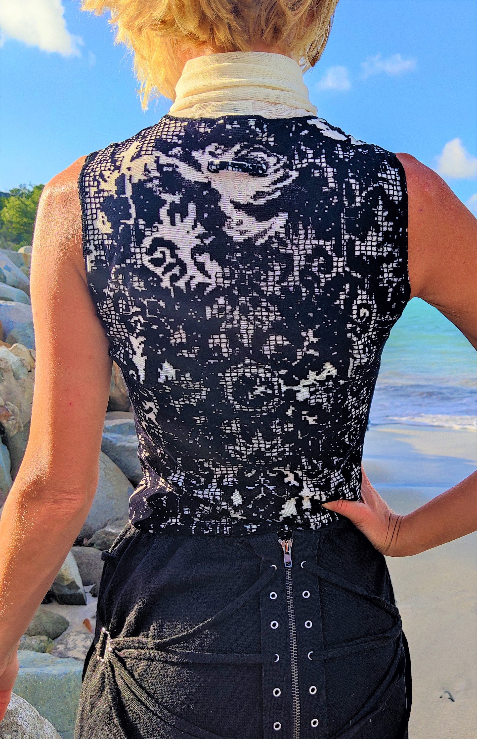 Jean Paul Gaultier Elegant Lace Couture Soleil Turtleneck Sexy