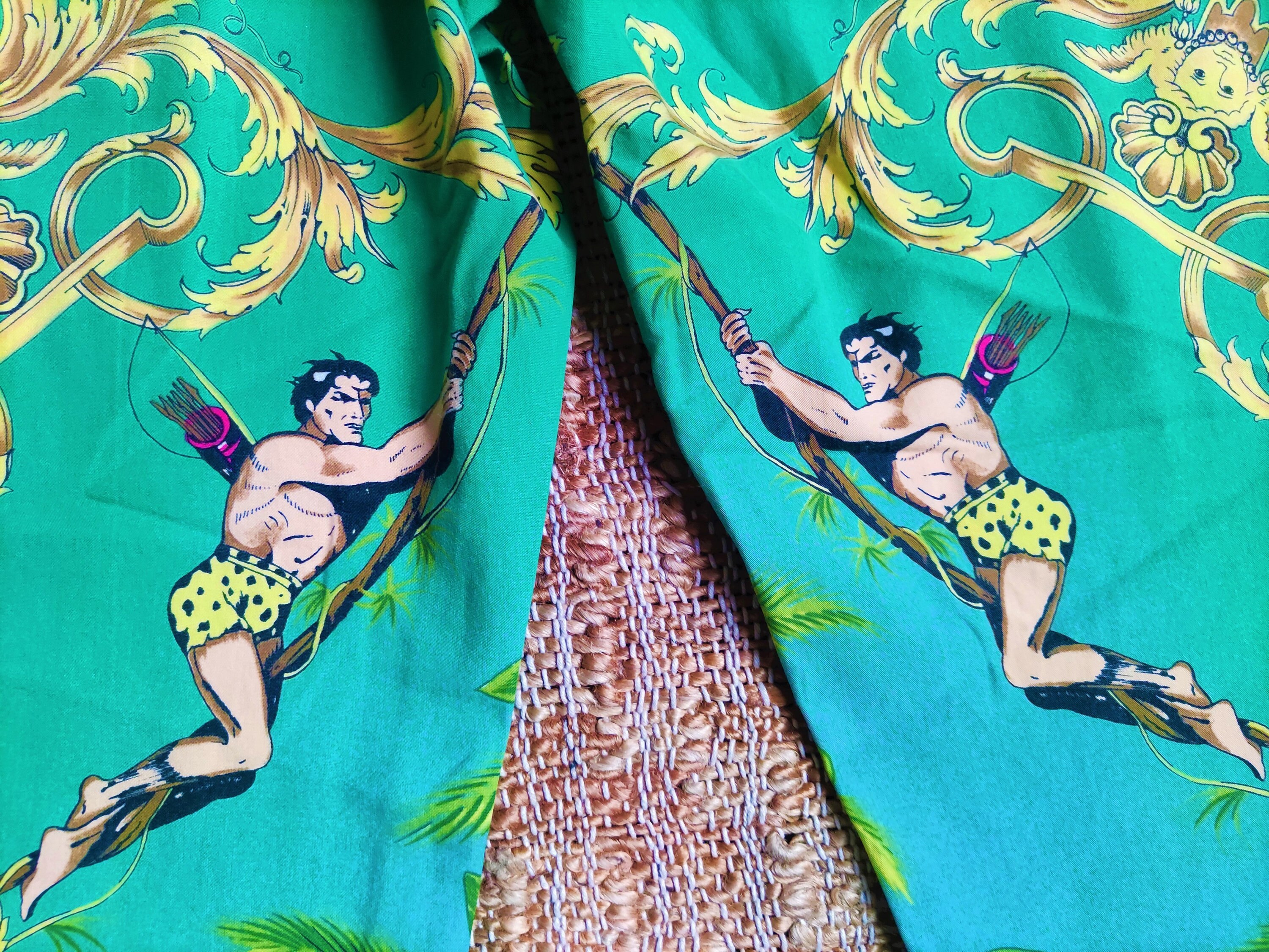 パンツ 1995 GIANNI VERSACE Archive Jazz Pants Gianni Versace Tarzan Jungle Baroque Green Vintage Medusa 90s 1993