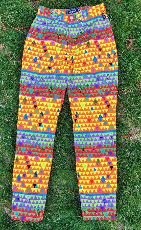 Gianni Versace Jeans Vintage 90s Color Block Orange Denim High