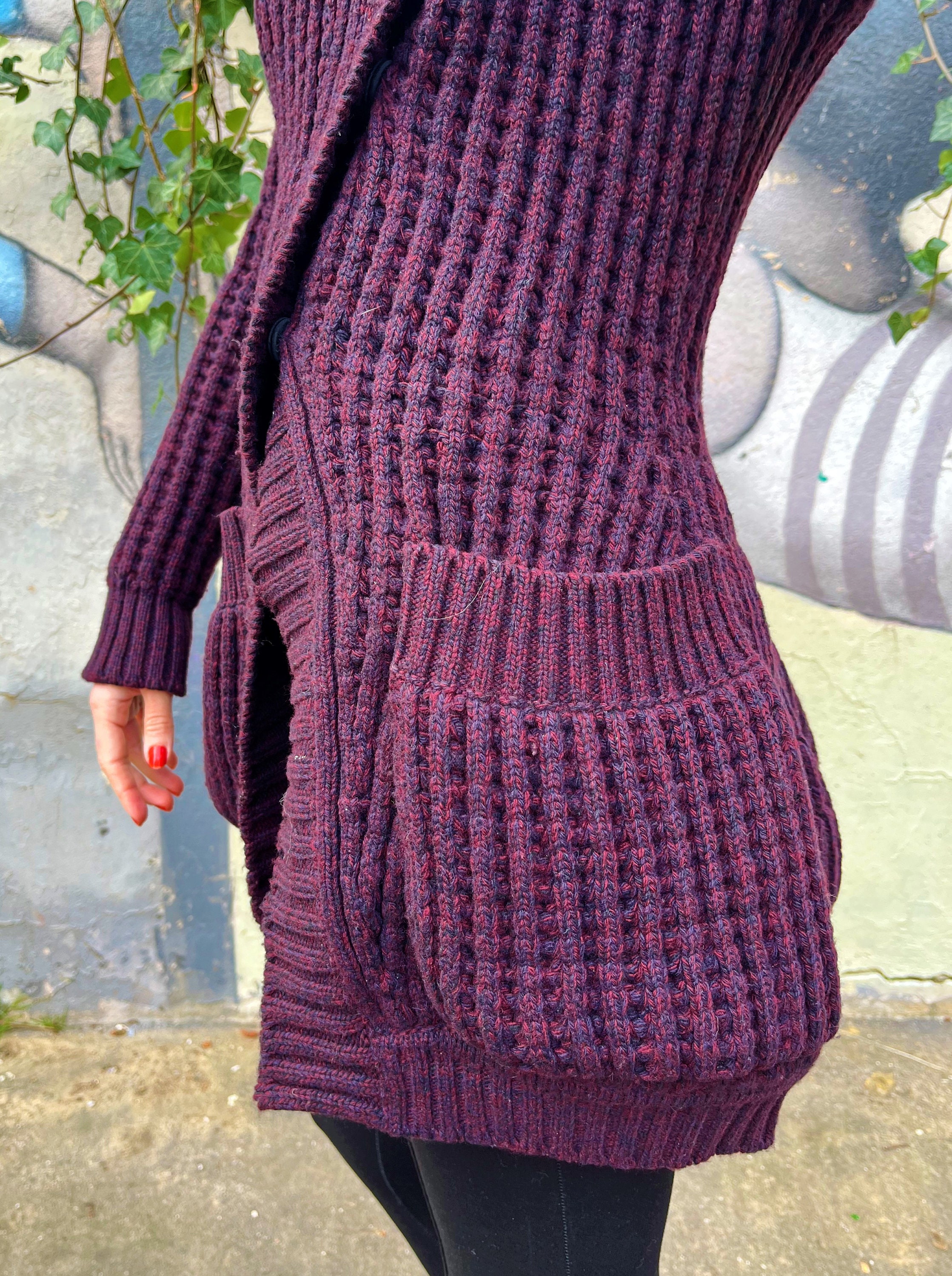 Alexander Mcqueen Cable Knit Knitted Structure Pocket Purple