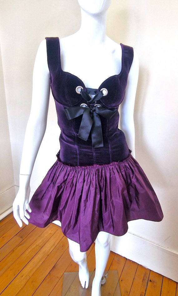 Alexander Mcqueen Corset Bustier Lace up Cut Out Cutout Runway Violet  Purple Velvet Tutu Petticoat Evening Small Medium Midi Dress Ball Gown -  Etsy