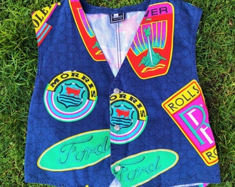 Gianni VERSACE Couture Italian Medusa Baroque Car Brand Chevrolet Morris Rolls Royce Logo Vintage Men Shirt Top T-shirt Vest XL