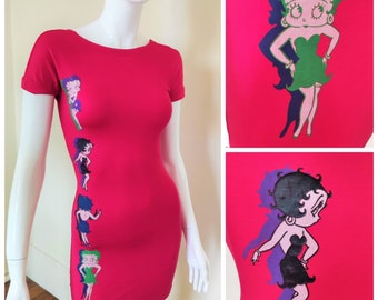Vintage Gianni Versace Couture Betty Boop Cartoon Pop Art Motortcycle Pin up Marilyn Monroe Coveralls Overalls Catsuit Jumpsuit Dress