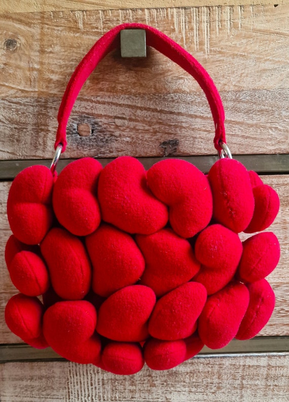 Vintage Iconic MOSCHINO Heart Red Plush Toy Whimsical Hand