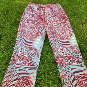 Jean Paul Gaultier Tatuering Skelett Drake Cyberbaba Tribal Maori Hög Midja Vintage 1996 90-talsbyxor Slimma Byxor Leggings