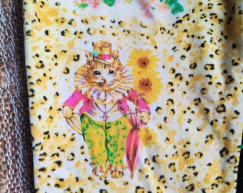 vintage Versace Jeans Couture Velvet Dot Dots Floral Flower Cat Tiger Leopard High Velour Rise Waist Cat Pantalon Pantalon Jeans