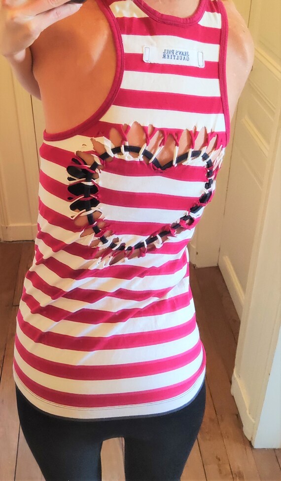 Jean Paul Gaultier Heart Cut Out Striped Erotic Transparent JPG