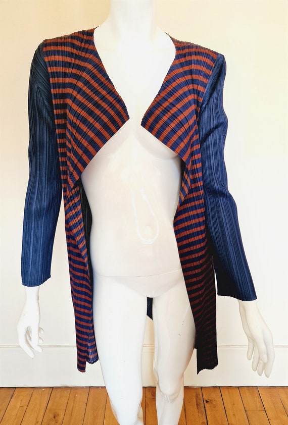 Issey Miyake Pleats Please Pleated Striped Blue B… - image 8