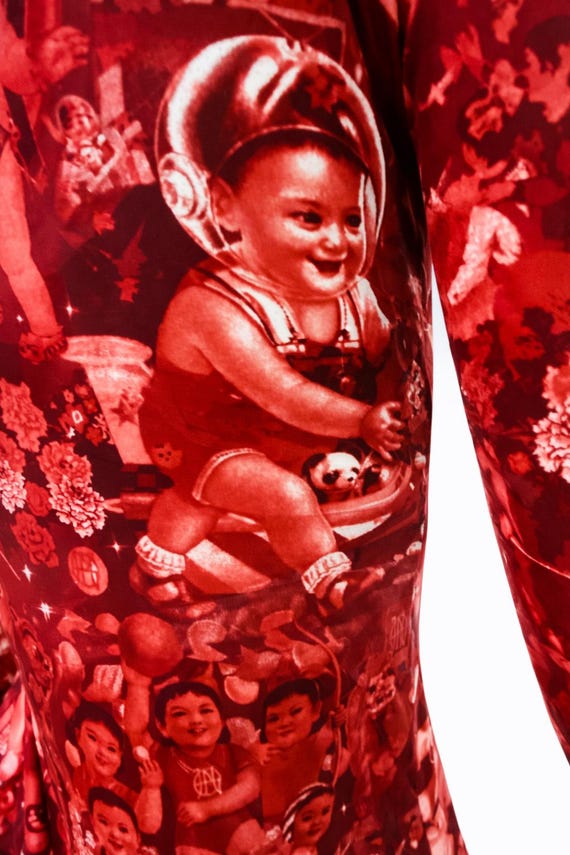 Jean Paul Gaultier Vintage Red Chinese Children Baby Propaganda