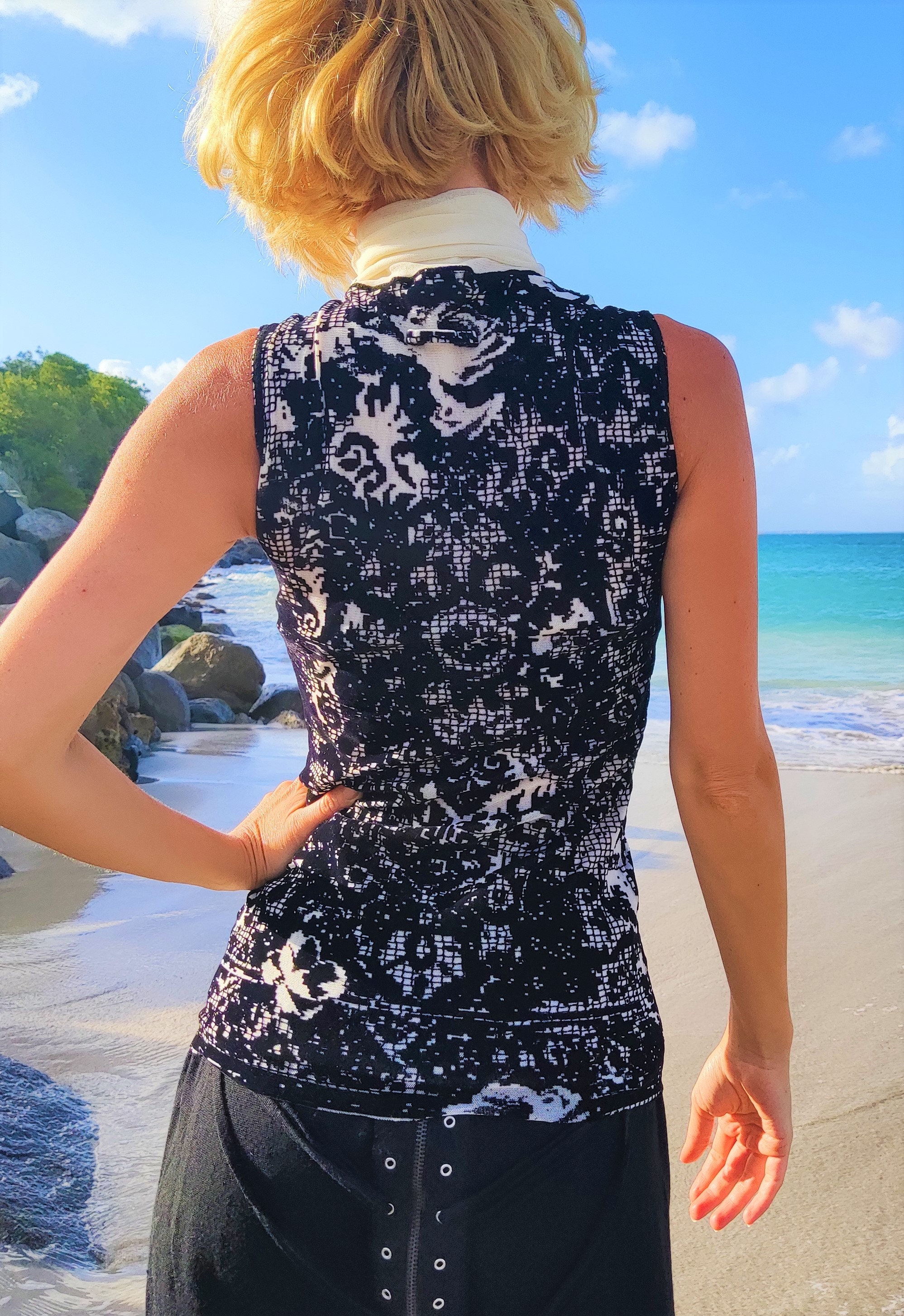Jean Paul Gaultier Elegant Lace Couture Soleil Turtleneck Sexy