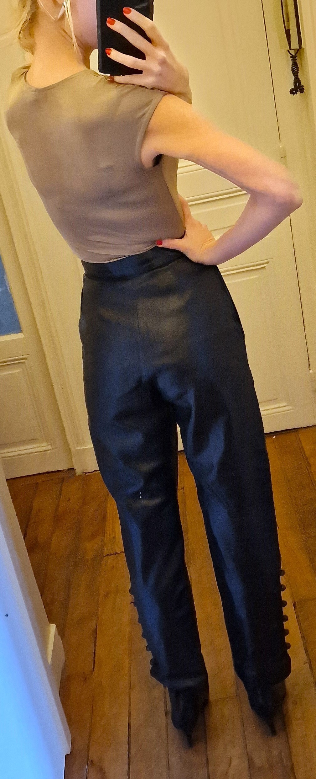 YSL Yves Saint Laurent Rive Gauche Leather 100% High Waist