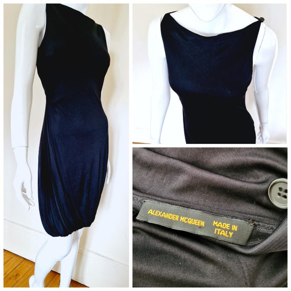 Alexander McQueen, Vintage Alexander McQueen Black Jersey Dress – 2001 VOSS Collection, Italian Made