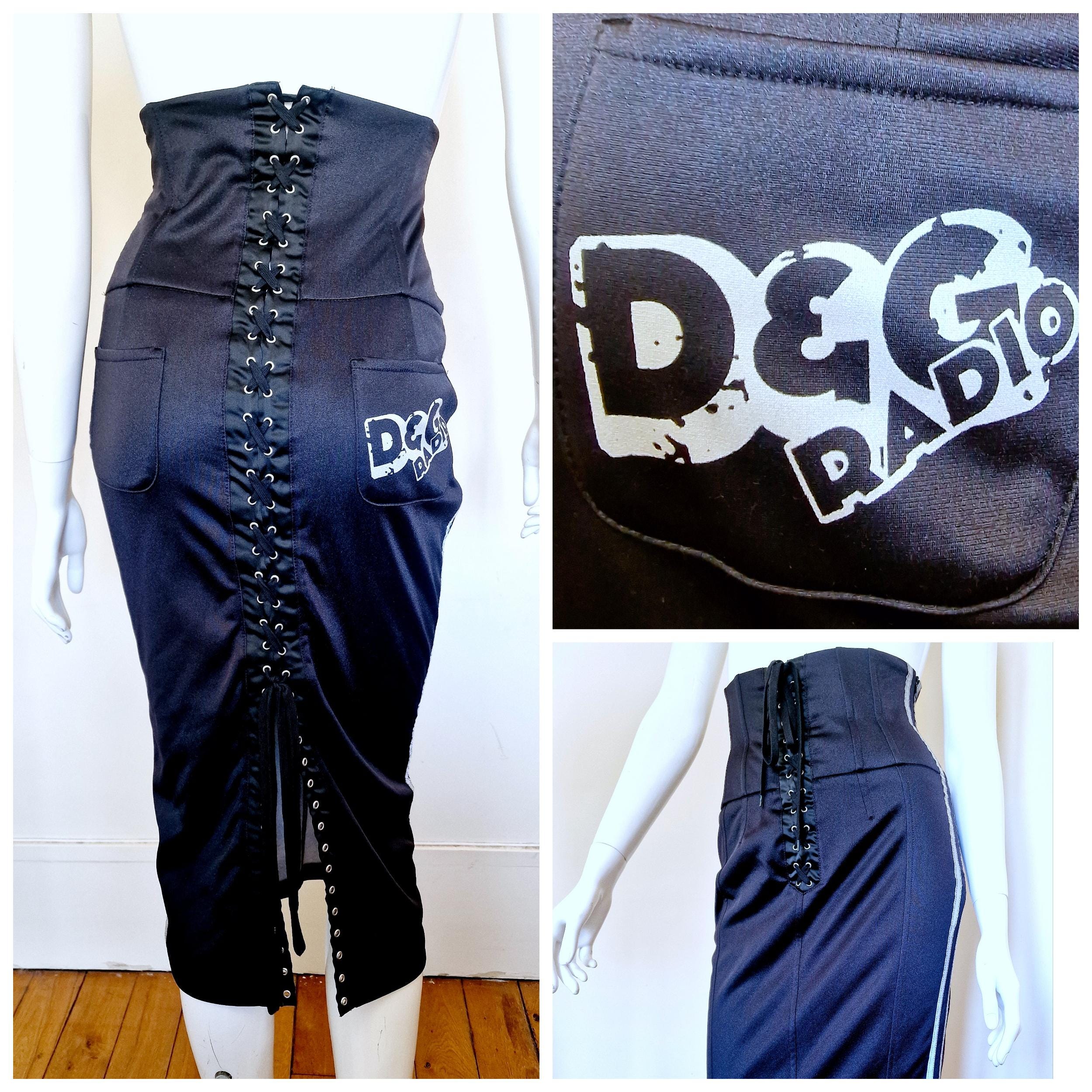 D&G Dolce and Gabbana Radio Corset Lace up High Waist Reflective