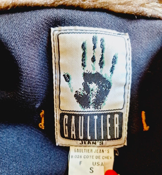 Jean Paul Gaultier Denim Fake Fur Collar Navy Blue Woman Women XS