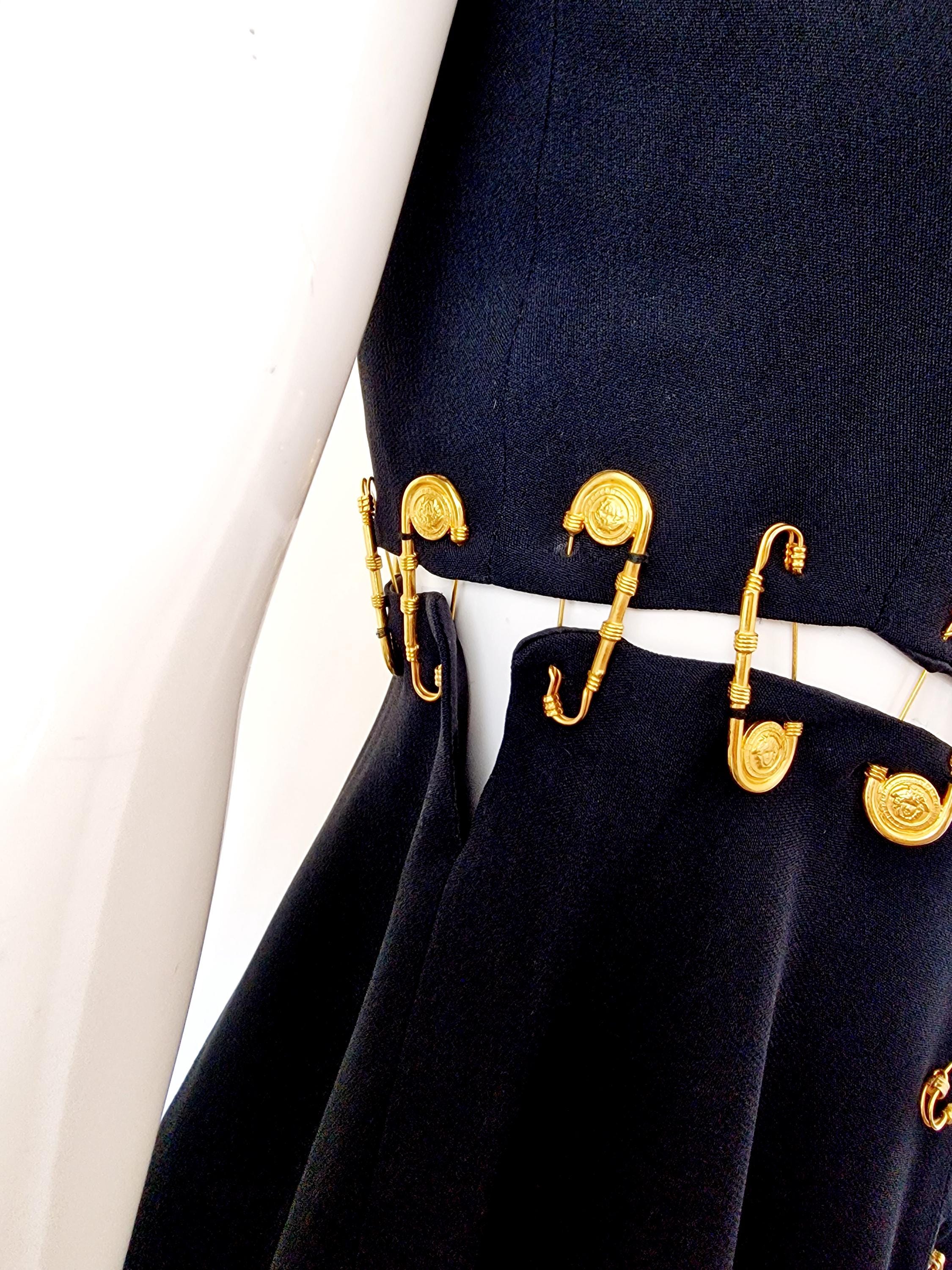 black versace dress gold safety pins SHE'S FAR OUT on Instagram: Versace spring summer 1994, safety pin evening dress