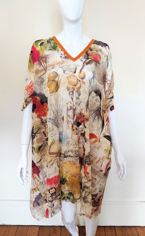 Robe Mini Maille Jean Paul Gaultier Vintage 90s – Orange Floral – Taille M – Occasion Très Bon État