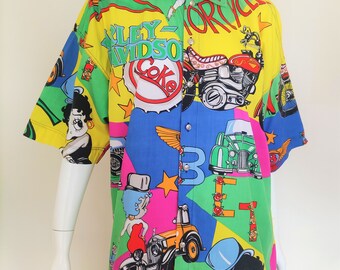 VERSACE 長袖 シャツ BETTY BOOP ベティちゃん ハーレー Vintage Gianni Versace Couture Betty Boop Cartoon Pop Art