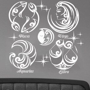 Zodiac signs decor, astrology, horoscope, stars, sign,Wall decor,Wall Decal,Window Sticker,Vinyl sticker Handmade t471