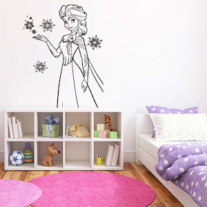 Princess Elsa Wall Decal | Frozen Wall Decor | Cartoon Wall Sticker | Wall Decor for Girls Bedroom DP18