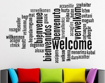 Welcome Text, words, phrases,sentences, letters language Wall decor,Wall Decal,Window Sticker,Vinyl sticker Handmade t918