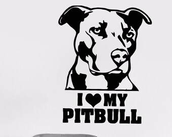 Pitbull Tiere, Hund, Haustiere, Hund Rasse, Welpen-Wand-Dekor, Wandtattoo, Fensteraufkleber, Vinyl Aufkleber Handmade t278