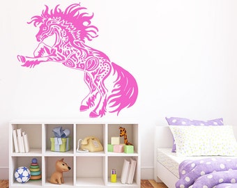 Unicorn Wall Decal: Pegasus Horse Nursery Decor 306b