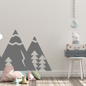 Nature Mountains Wall Decal For Nursery | Mountain Wall Sticker | Pine Trees Mountains Wall Decal | Adventure Wall Decor MNT12
