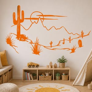 Desert Cactus Wall Decal | Nature Mountain Scene | 2454