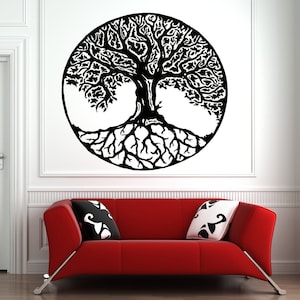 Décalcomanie murale arbre de vie, branche, racines d&#39;arbre, art mural motif celtique 1186b