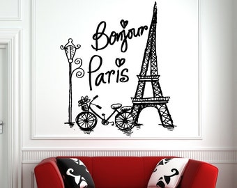 Eiffel Tower Wall Decal: Paris Skyline Vinyl Sticker PR5