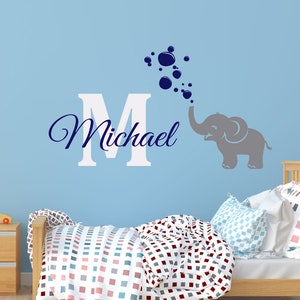 Personalized Name Wall Decal | Elephant Wall Decal | Custom Name Wall Decal | Decal for Nursery cn8