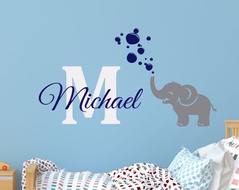 Personalized Name Wall Decal | Elephant Wall Decal | Custom Name Wall Decal | Decal for Nursery cn8