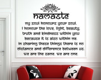 Lotus Flower Namaste Vinyl Wall Decal - Spiritual Wall Art Zen ...