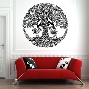 Sticker mural Arbre de vie, branche, racines d&#39;arbre, art mural motif celtique 1225b