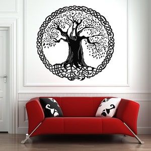 Sticker mural Arbre de vie, branche, racines d&#39;arbre, art mural motif celtique bo2277