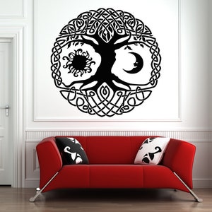 Sticker mural arbre de vie, branche, racines d&#39;arbre, art mural motif celtique 1174b
