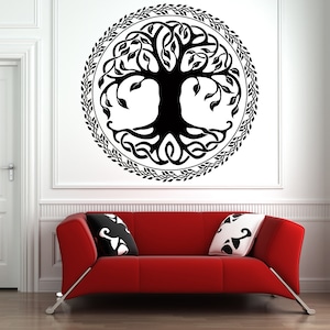 Sticker mural Arbre de vie, branche, racines d&#39;arbre, art mural motif celtique 1234b