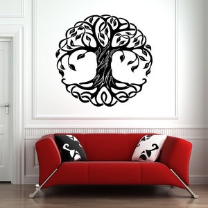 Sticker mural Arbre de vie, branche, racines d&#39;arbre, art mural motif celtique 1231b