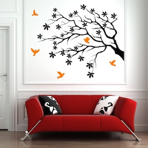 Muursticker boomtak | Muursticker boomtak | Wanddecoratie vogels BC2