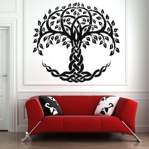 Sticker mural Arbre de vie, branche, racines d&#39;arbre, art mural motif celtique 1232b