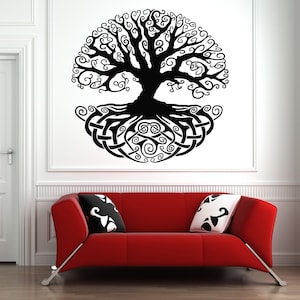 Sticker mural Arbre de vie, branche, racines d&#39;arbre, art mural motif celtique 1173b