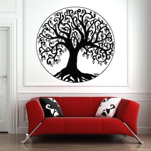 Sticker mural Arbre de vie, branche, racines d&#39;arbre, art mural motif celtique bo2360