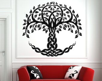 Tree of Life Wall Decal Tree Roots Branch Celtic Pattern Wall Art 1232b