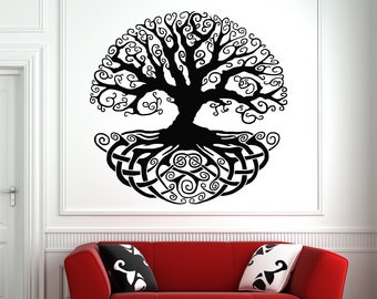 Tree of Life Wall Decal Tree Roots Branch Celtic Pattern Wall Art 1173b