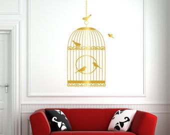 Bird Cage Wall Decal | Birds Wall Decor CHD7